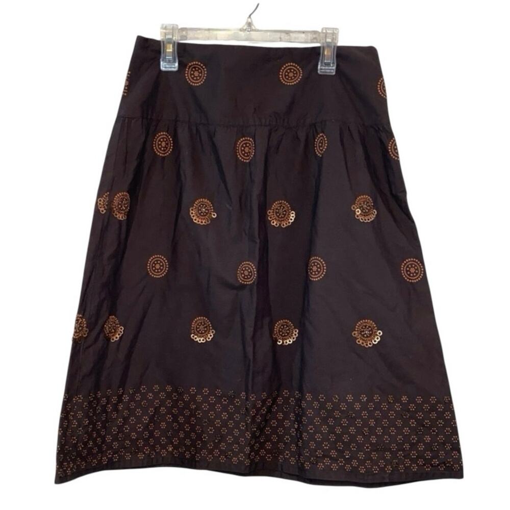 NWT Old Navy Vintage Skirt Medium Brown Embellished Beaded Boho Midi 29" Waist
